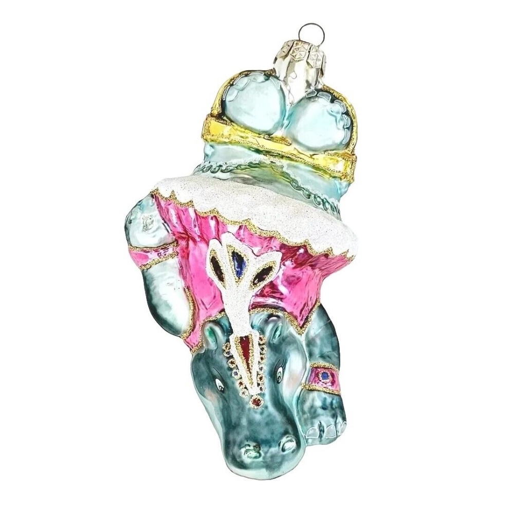 Christmas Ornament Ballerina HIPPO 6" Mercury Glass Blue Vintage Collect…